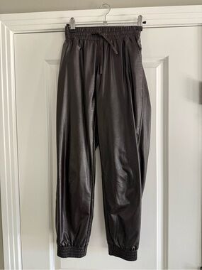 Zara Faux Leather Elastic-Waist Jogger Pants - Brown, M, worn once